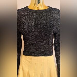 House of Harlow Metallic Fitted Shirt, Crop Top